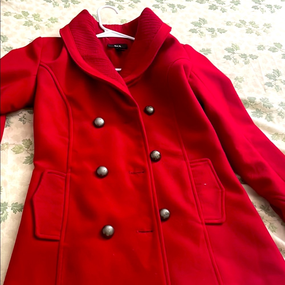 BCX Women's Red Double-Breasted Coat